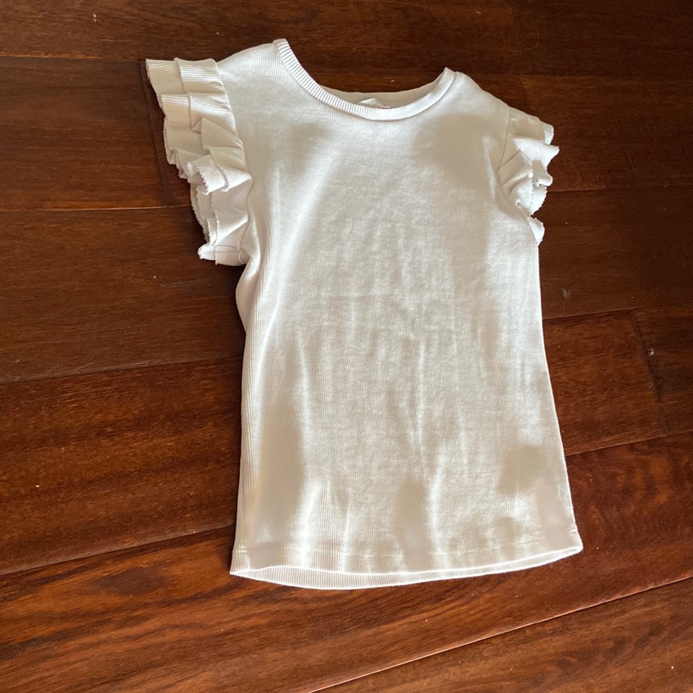 Ruffle Sleeve White Top